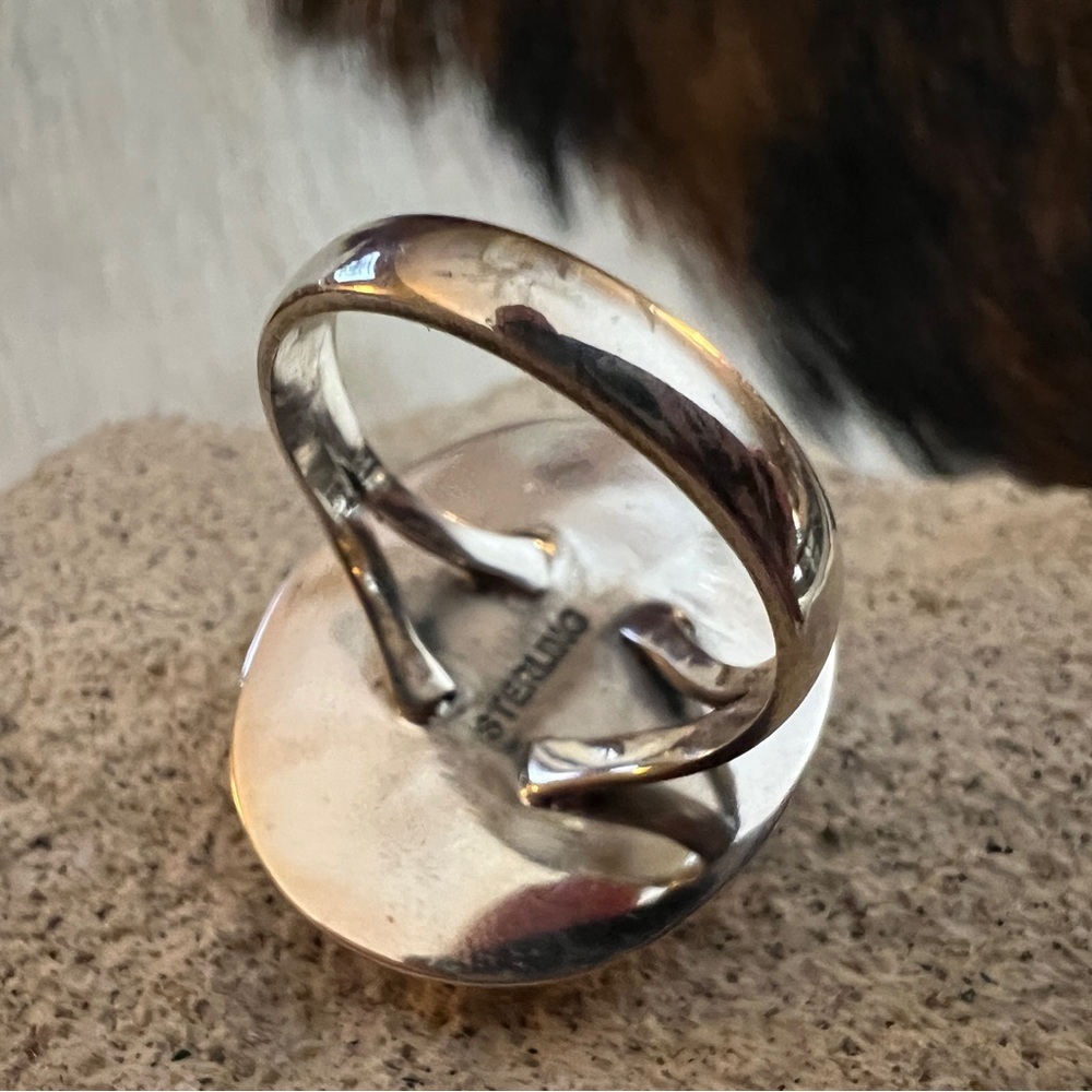 ❤️ Kingman Turquoise Shadowbox Statement Navajo Western Sterling Ring Size 9.5 - Picture 5 of 13